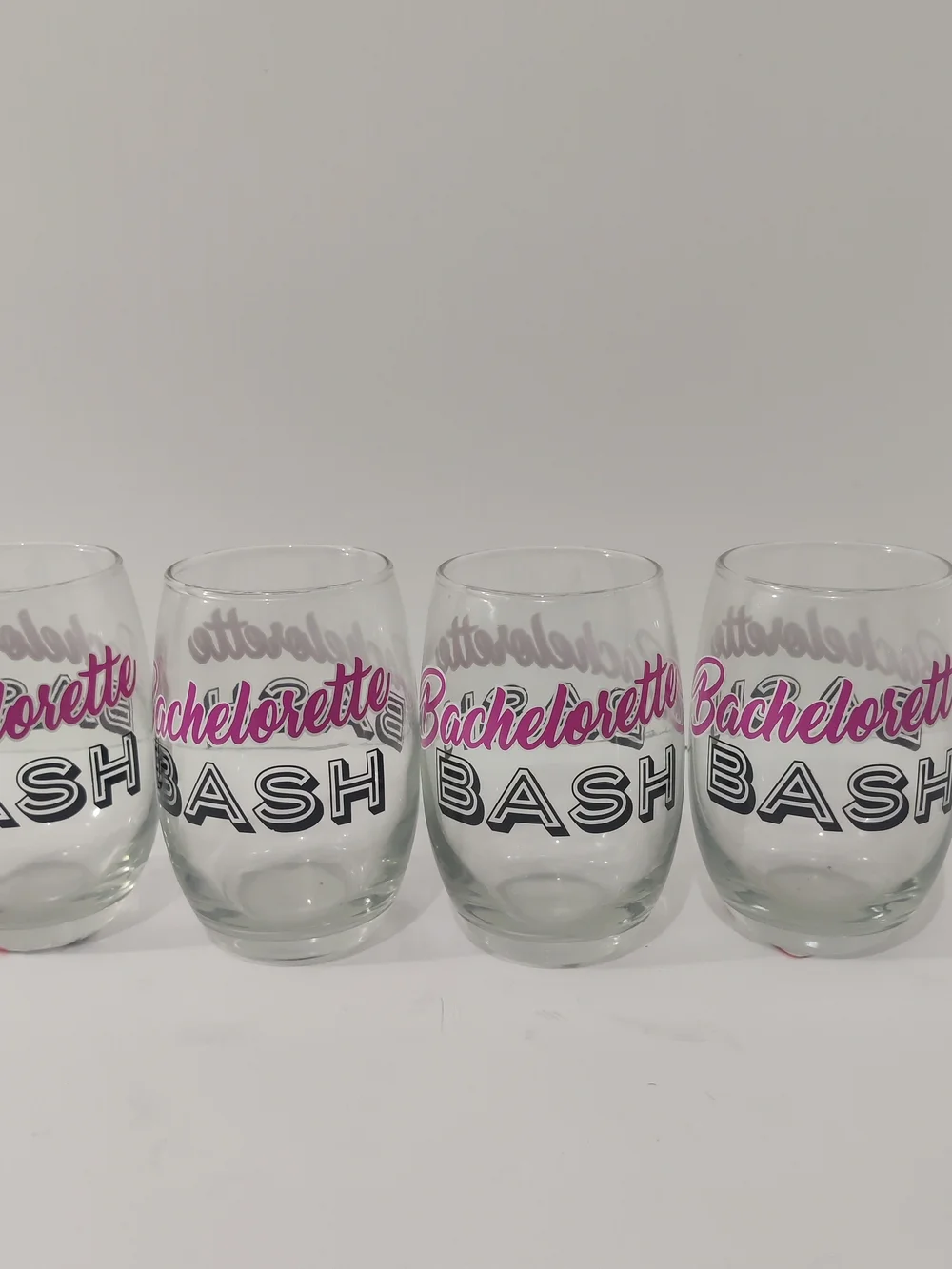 Bachelorette Bash Stemless Wine Glasses - Pink & Black (Set of 4)